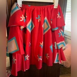 Tribal Print Ruffle Blouse